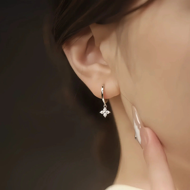 White Gold Silver Dangle Earring