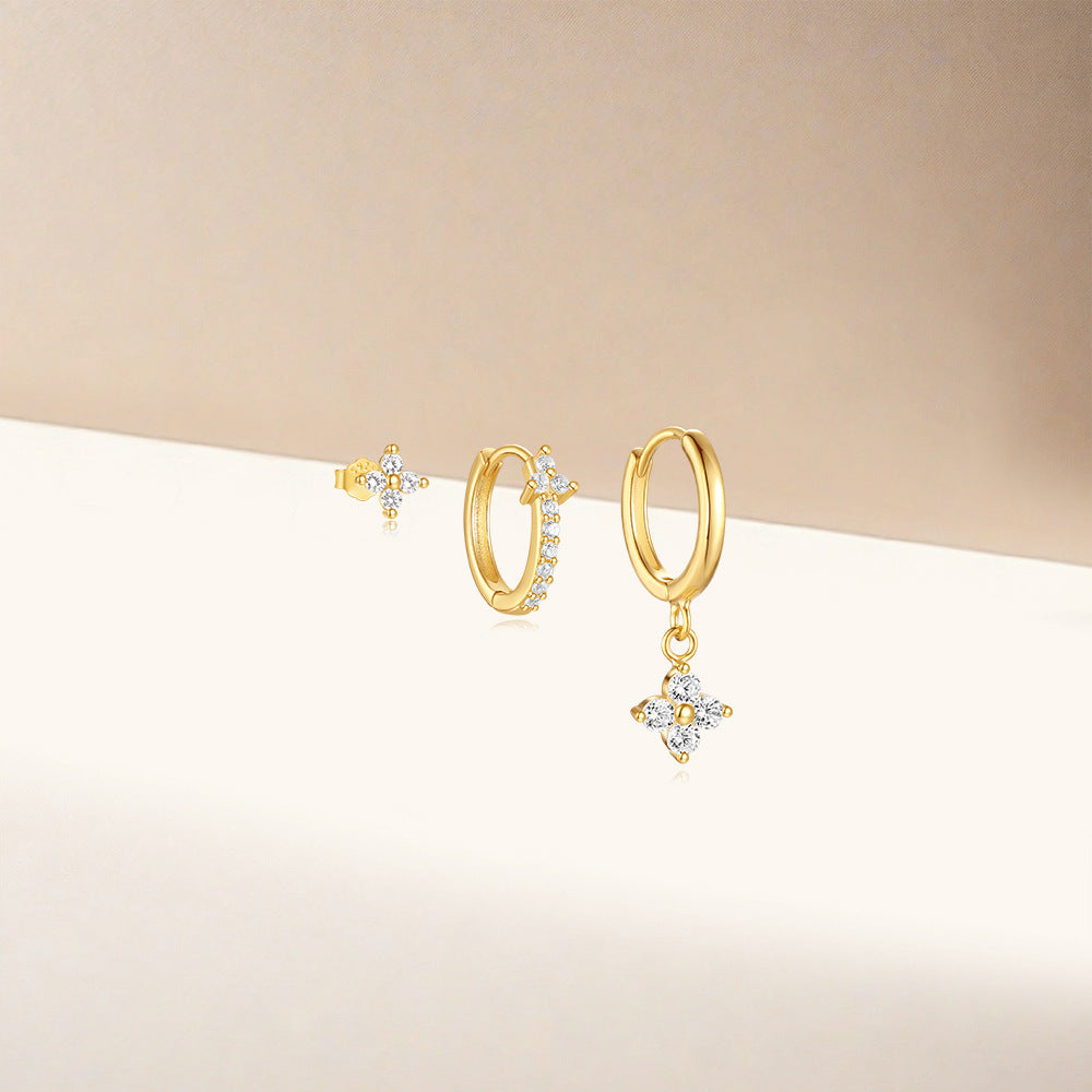 Gold 3 Piece Clove Earrings