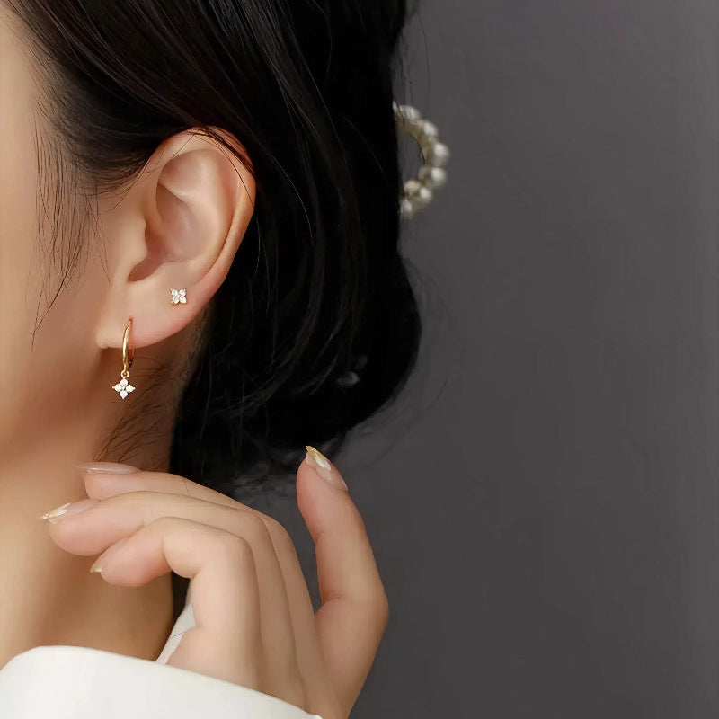 White Gold Silver Dangle Earring