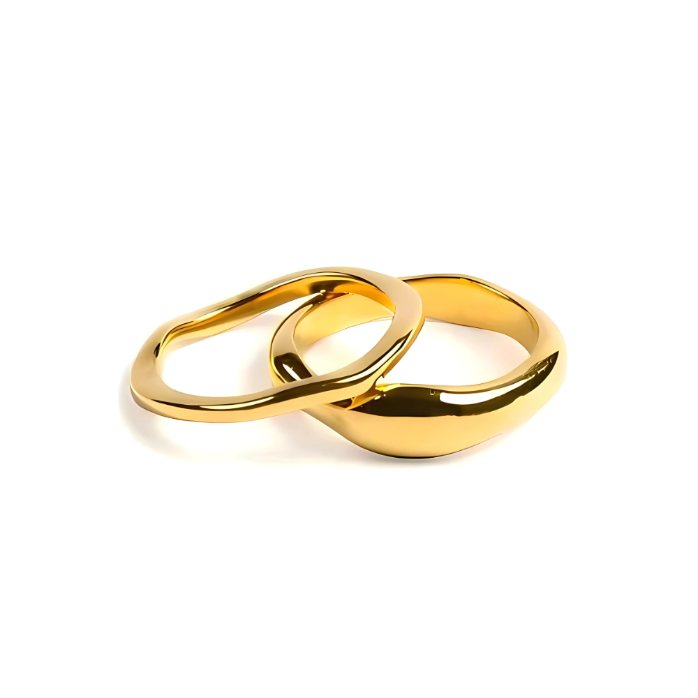 18K Gold Sunflower Stackable Rings