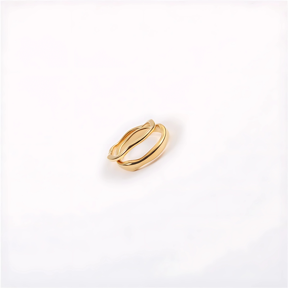 18K Gold Sunflower Stackable Rings