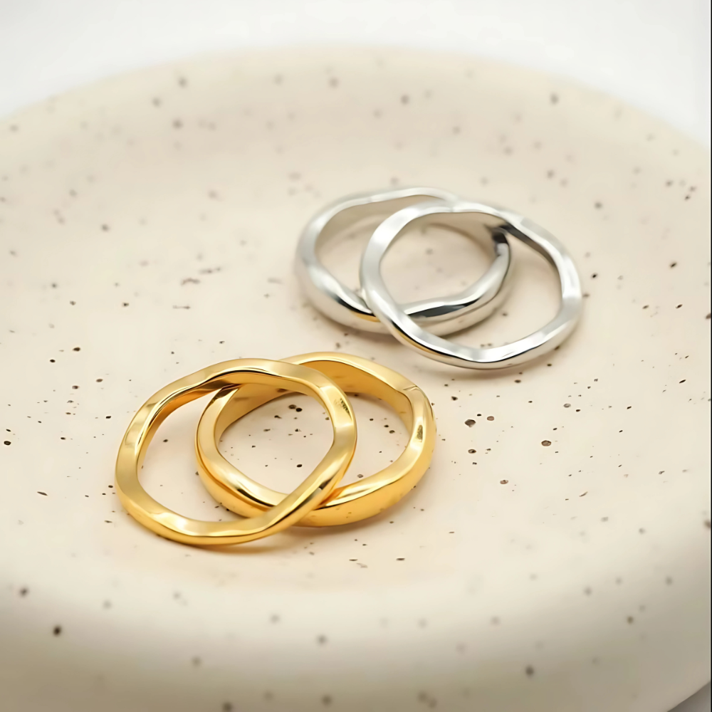 18K Gold Sunflower Stackable Rings