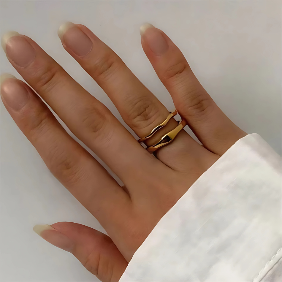 18K Gold Sunflower Stackable Rings