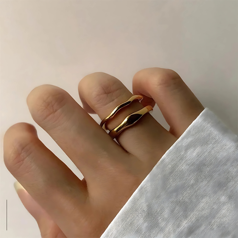 18K Gold Sunflower Stackable Rings