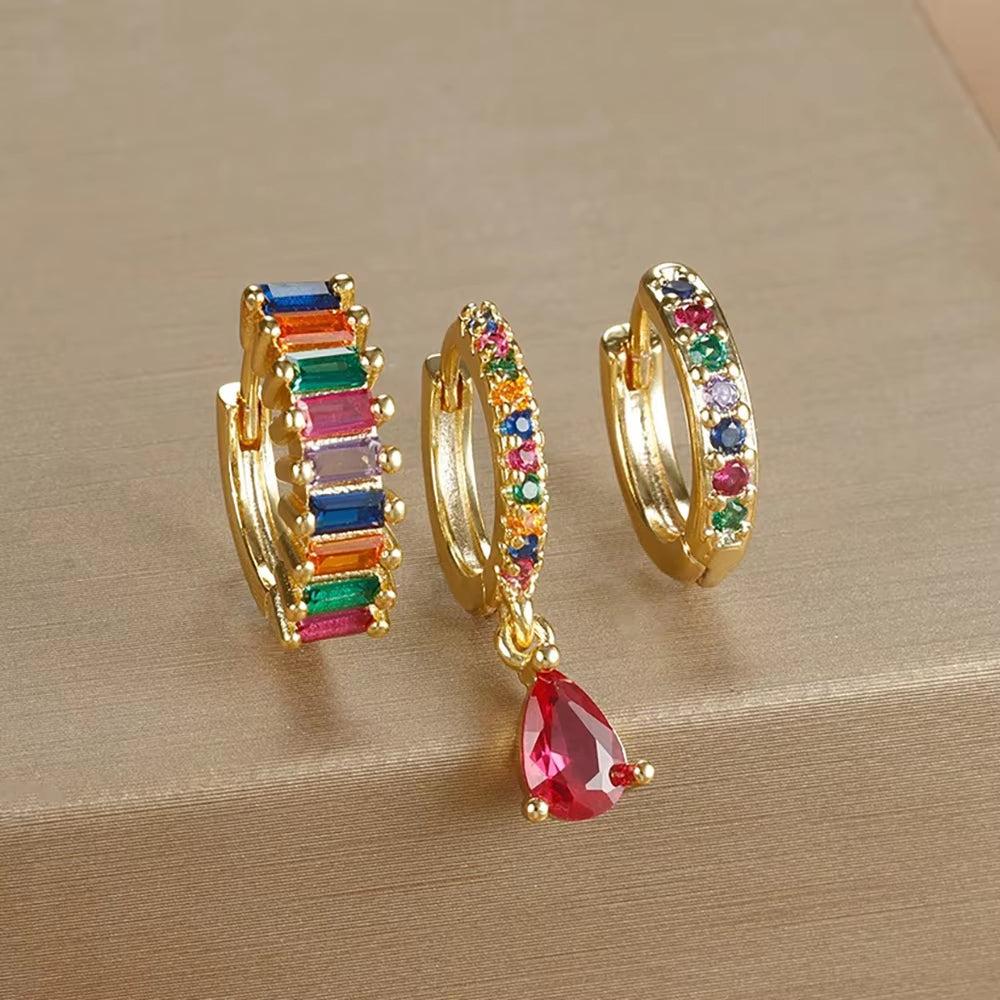 3 Piece Gemstone Earring Set