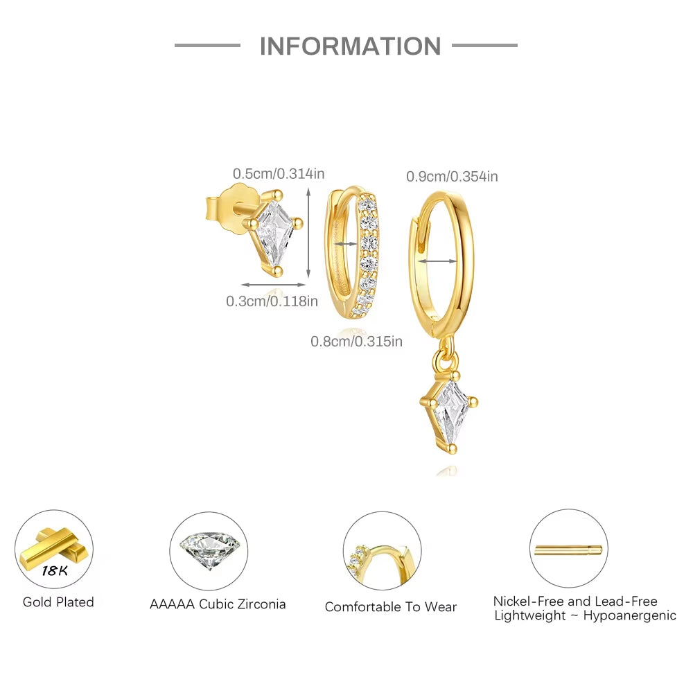 3 Piece Dangle Hoop Earring Set