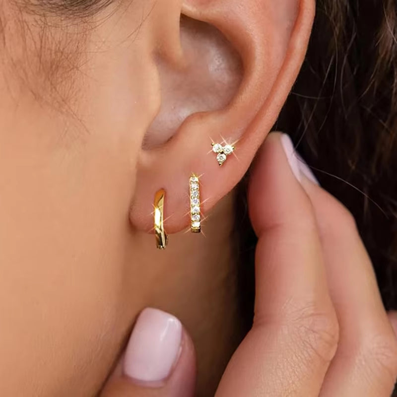 3 Piece Pure Hoop Star Earring Set