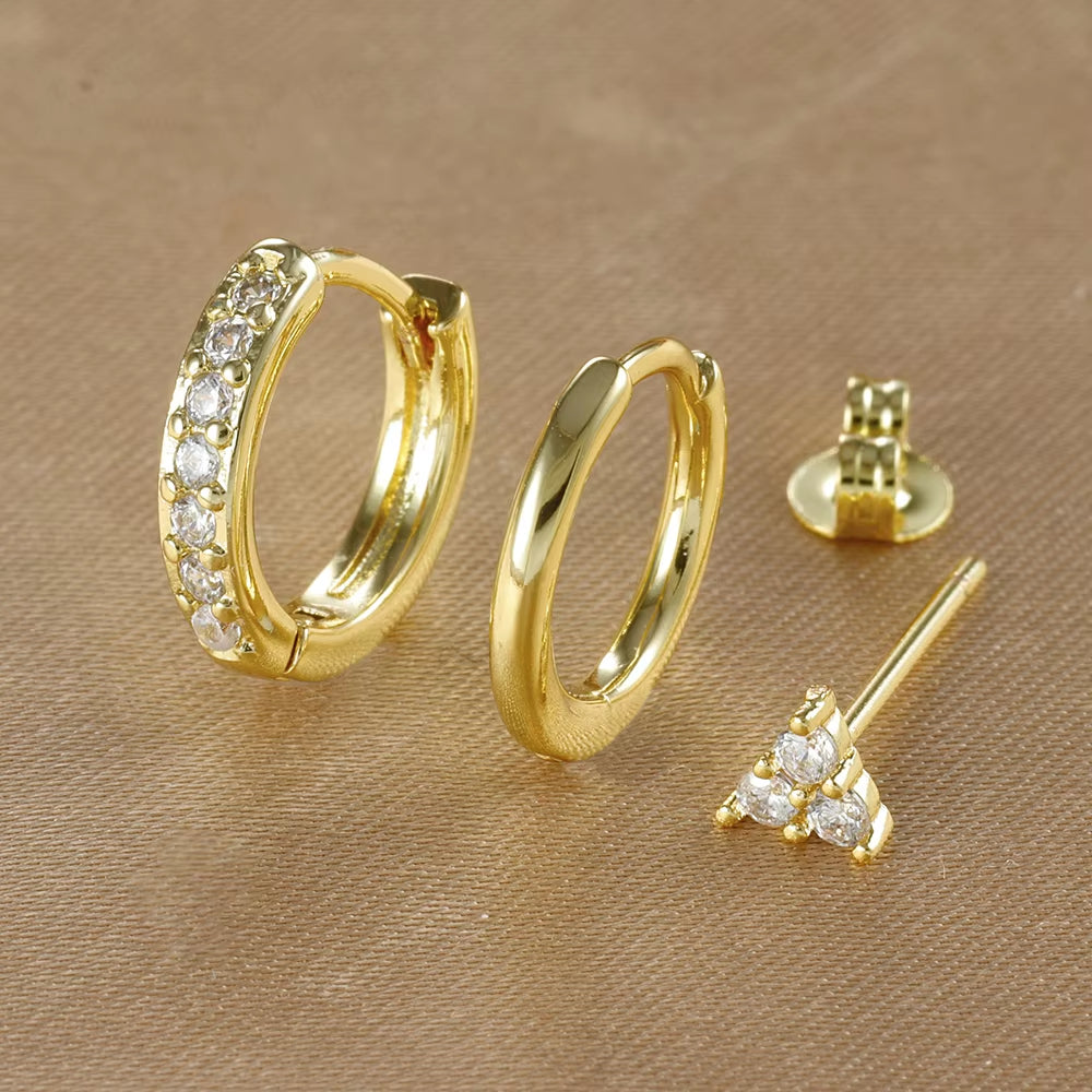 3 Piece Pure Hoop Star Earring Set