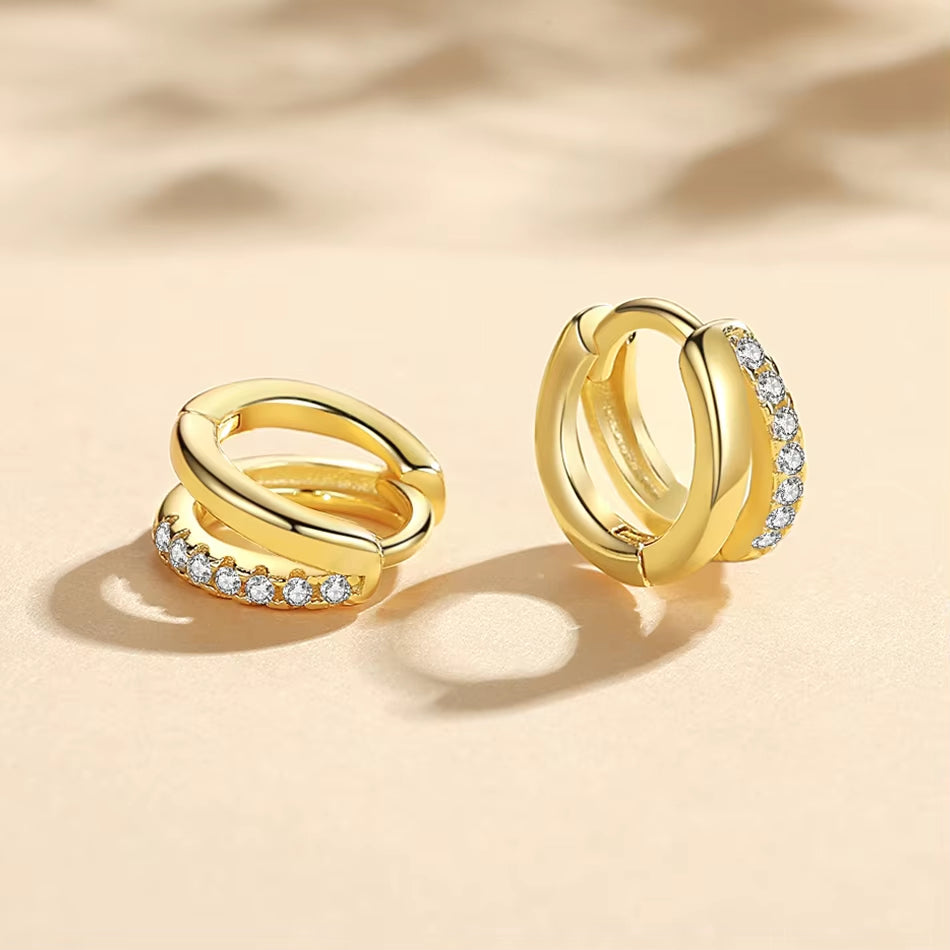 Double Hoop Huggie Earrings Set