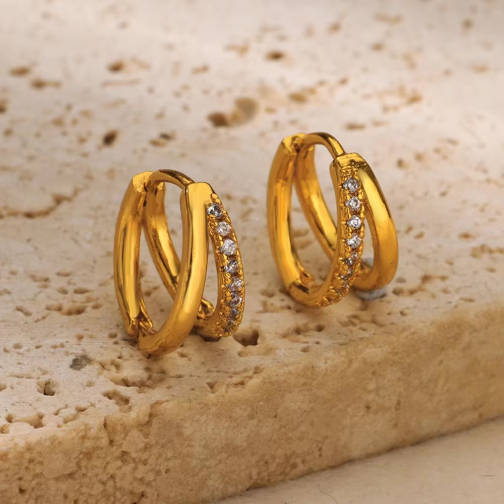 Double Hoop Huggie Earrings Set