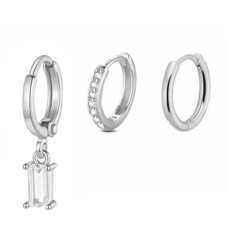 3 Piece Gold Silver Hoop Earrings Set