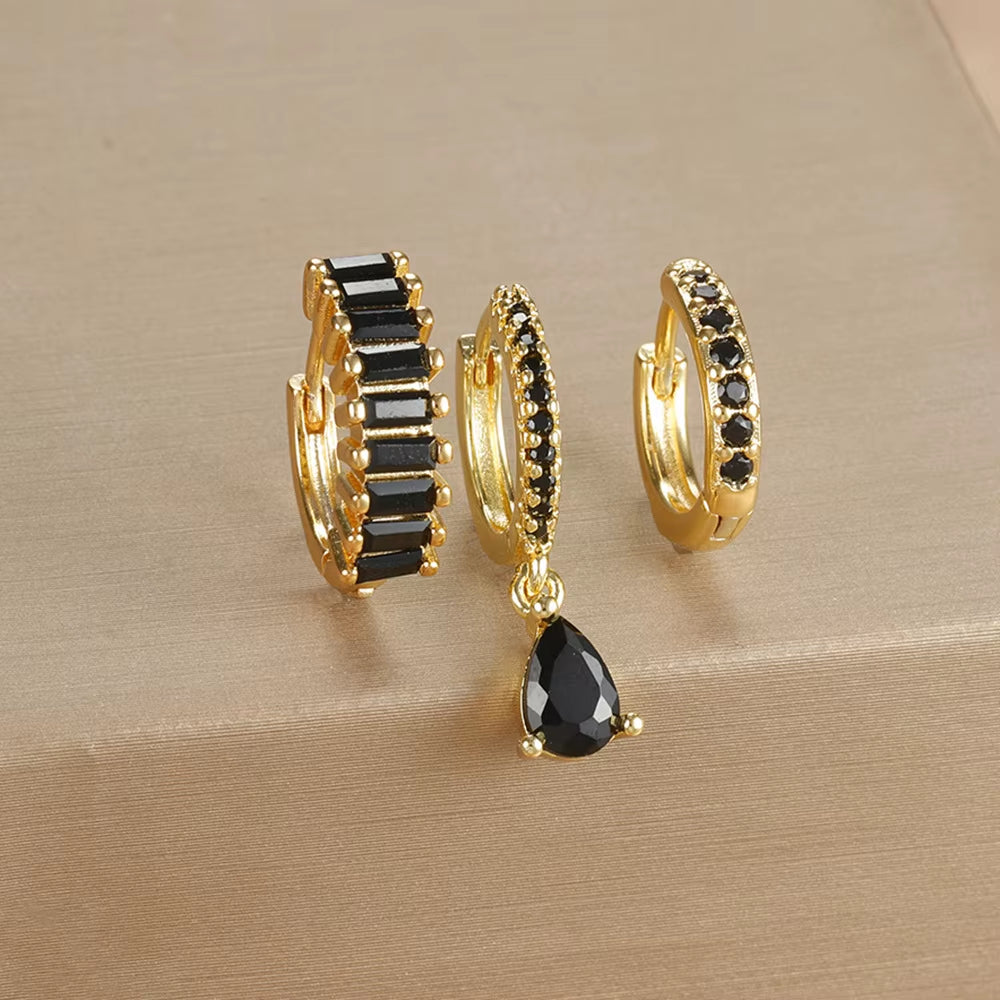 3 Piece Gemstone Earring Set
