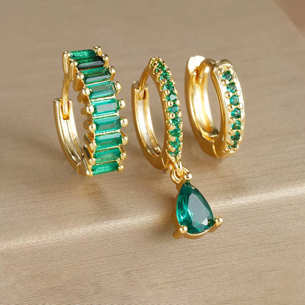 3 Piece Gemstone Earring Set