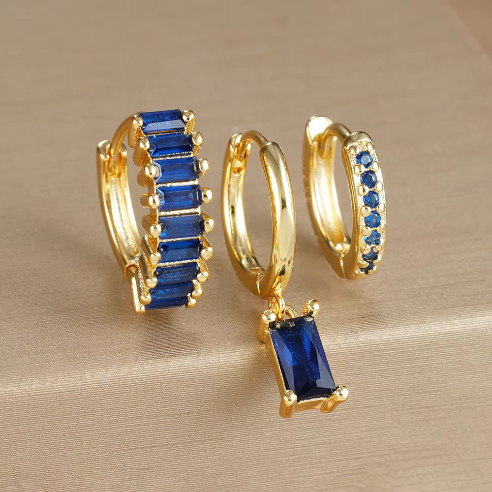 3 Piece Gemstone Earring Set