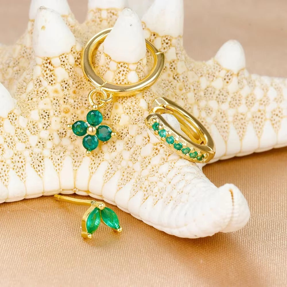 18K Gold Multicolor Earring Set