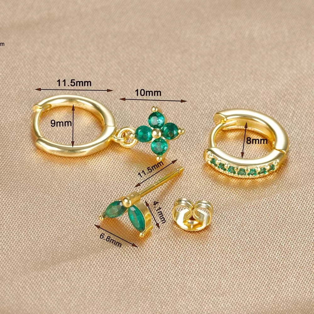 18K Gold Multicolor Earring Set