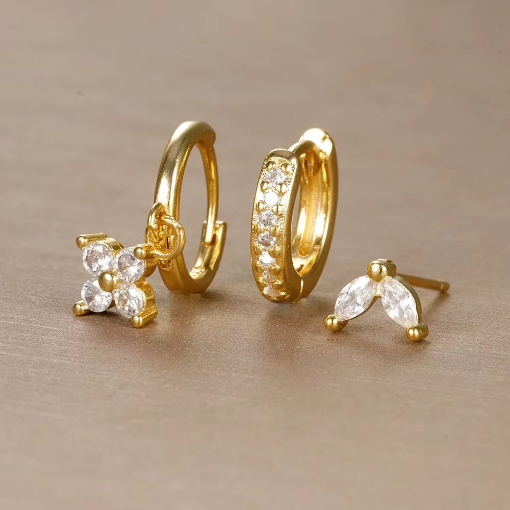 18K Gold Multicolor Earring Set