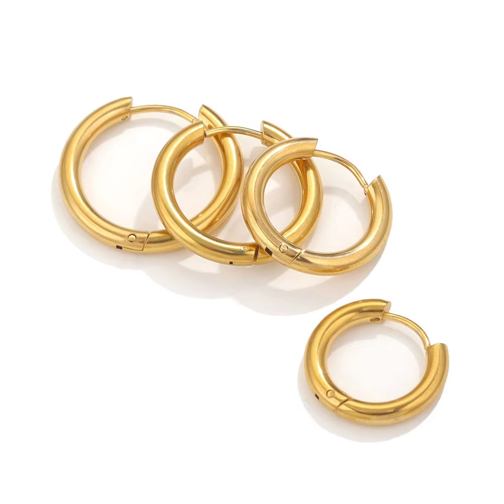 14K Gold Classic Round Hoop Earrings