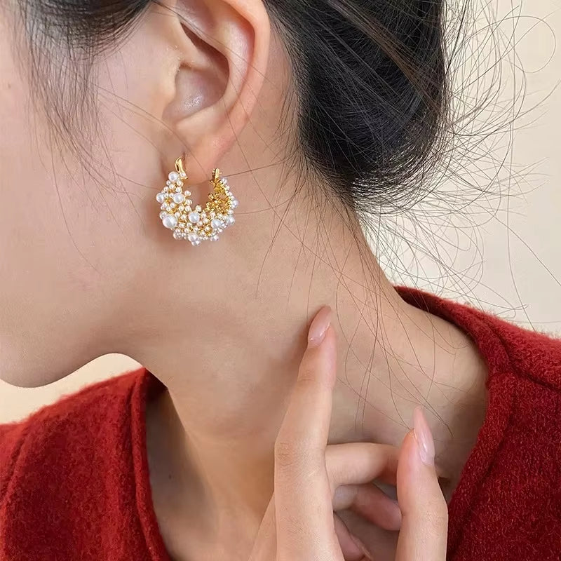 18K Gold Pearl Earrings