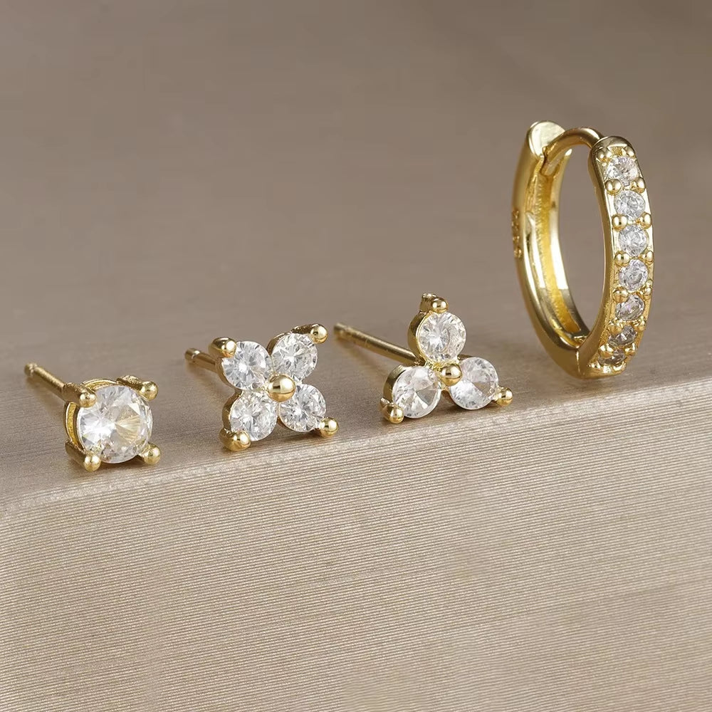 Flower 4 Piece Earring Set