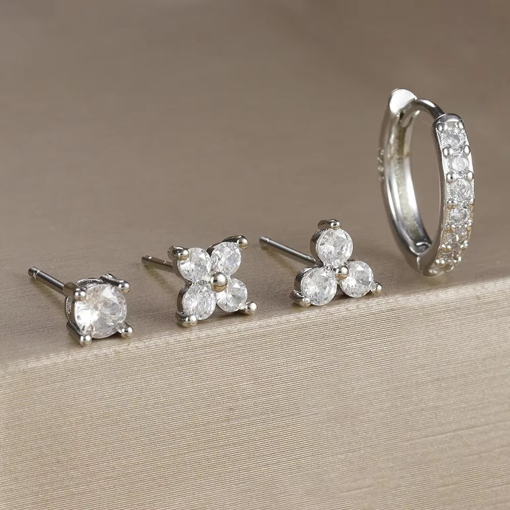 Flower 4 Piece Earring Set