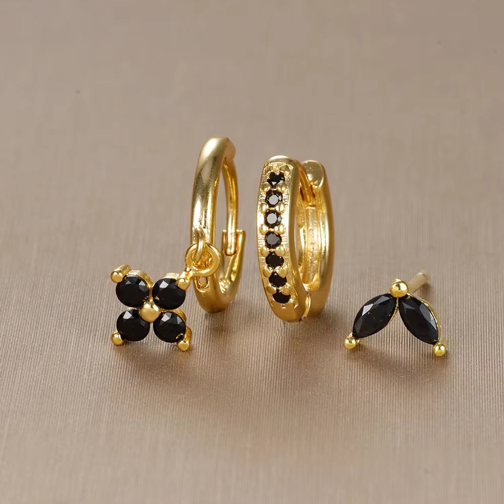 18K Gold Multicolor Earring Set