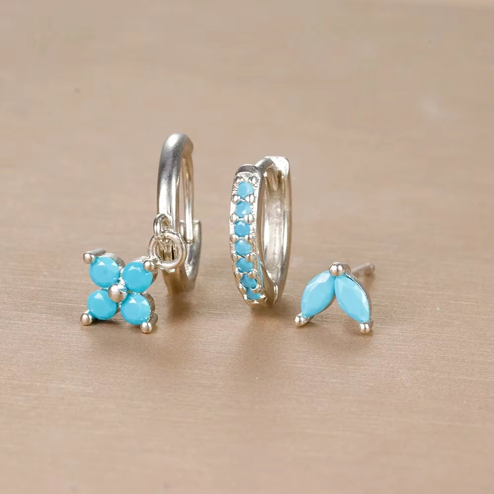 18K Gold Multicolor Earring Set