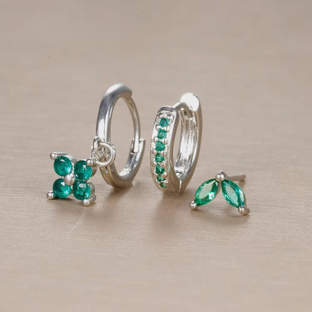 18K Gold Multicolor Earring Set