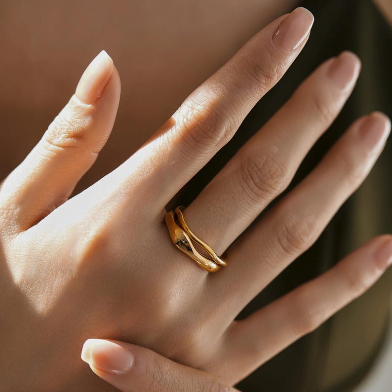 18K Gold Sunflower Stackable Rings