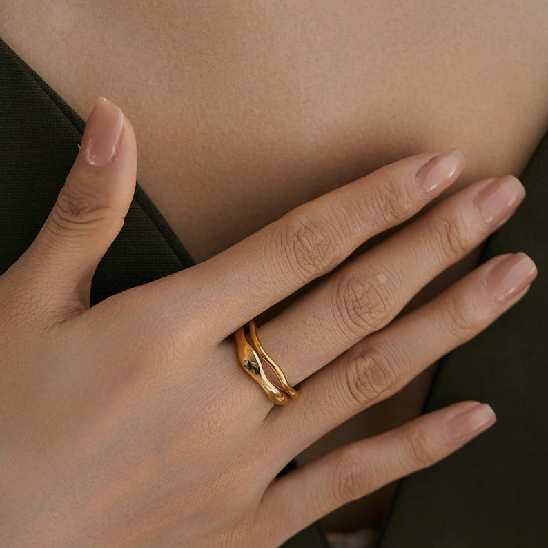 18K Gold Sunflower Stackable Rings