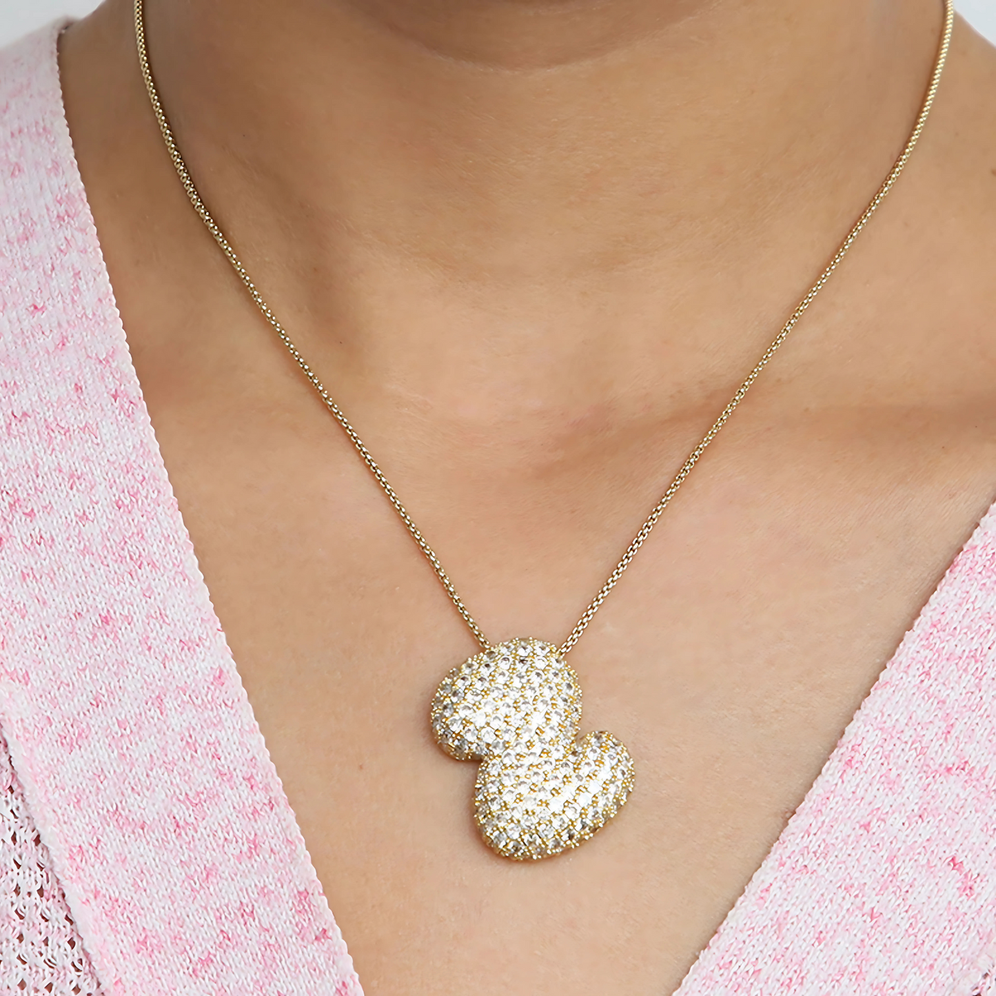 18K Gold Bubble Initial Diamond Necklace