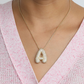 18K Gold Bubble Initial Diamond Necklace