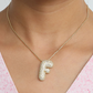 18K Gold Bubble Initial Diamond Necklace