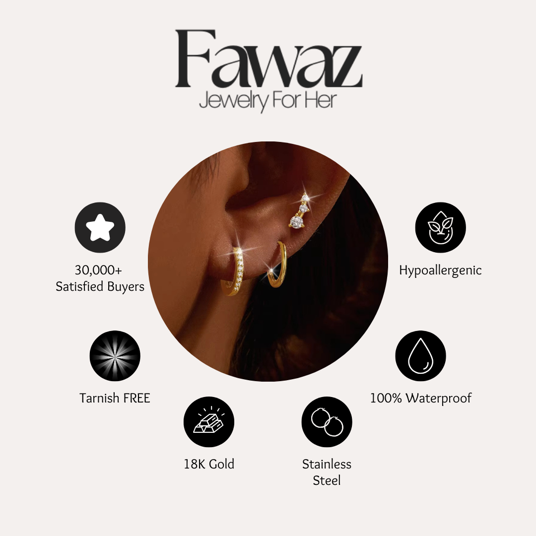 18K Gold Multicolor Earring Set
