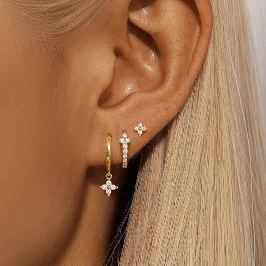 Gold 3 Piece Clove Earrings