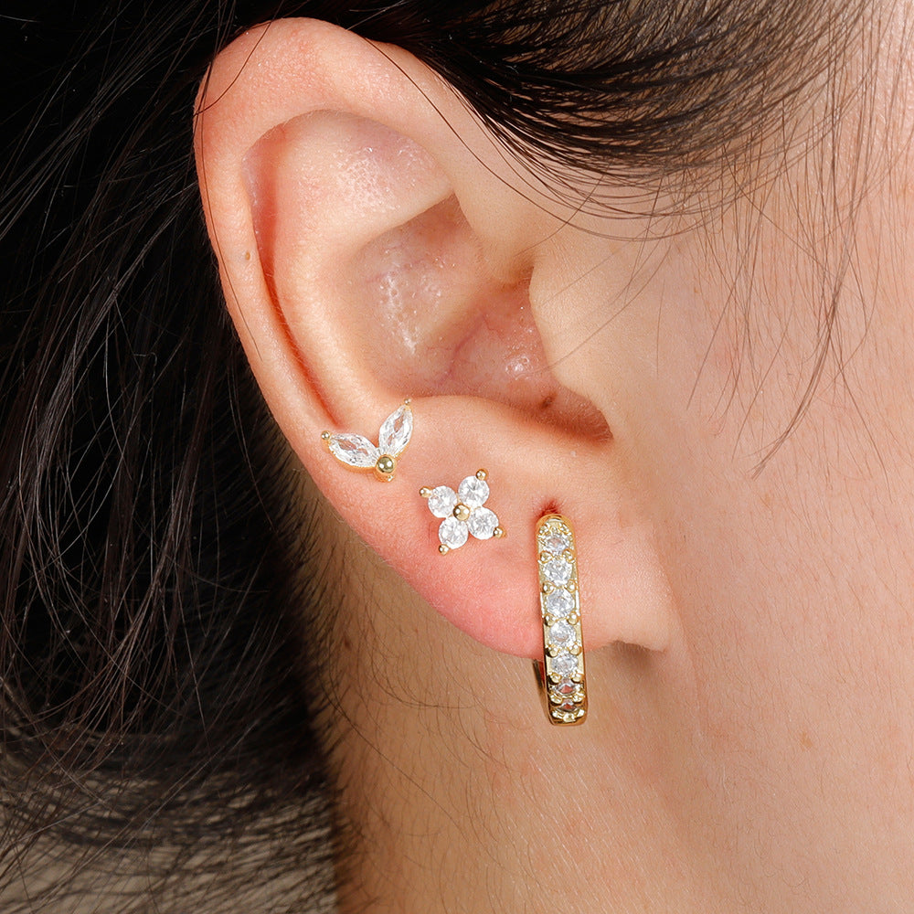 3 Piece Hoop Stud Earring Set