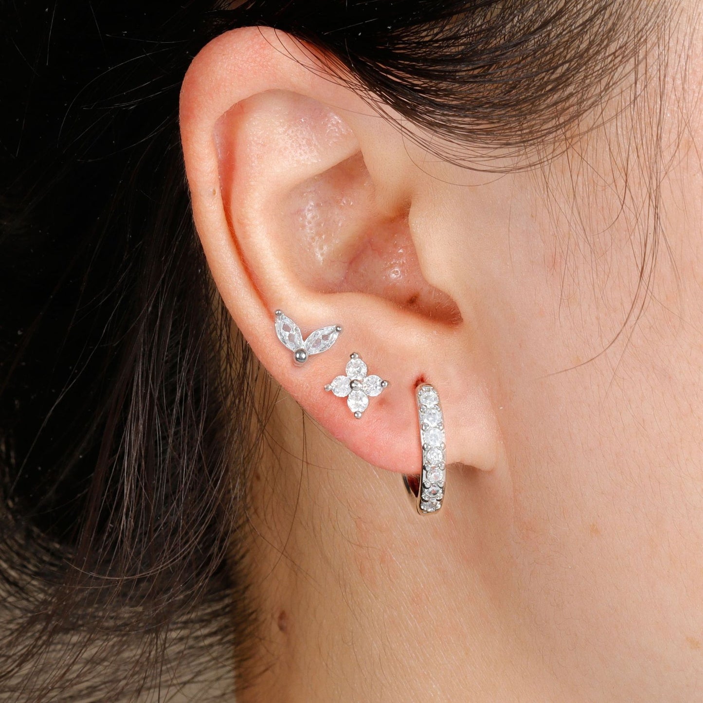 3 Piece Hoop Stud Earring Set