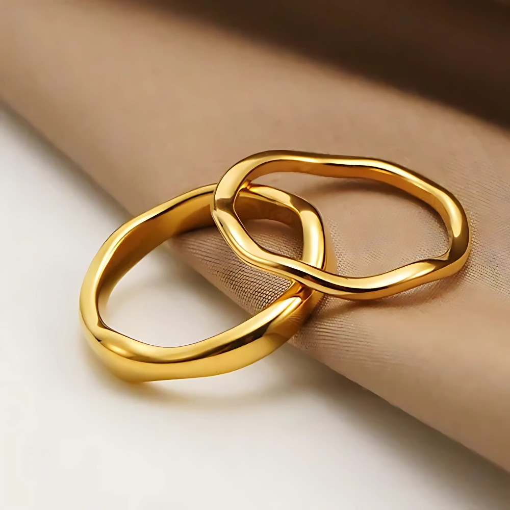 18K Gold Sunflower Stackable Rings