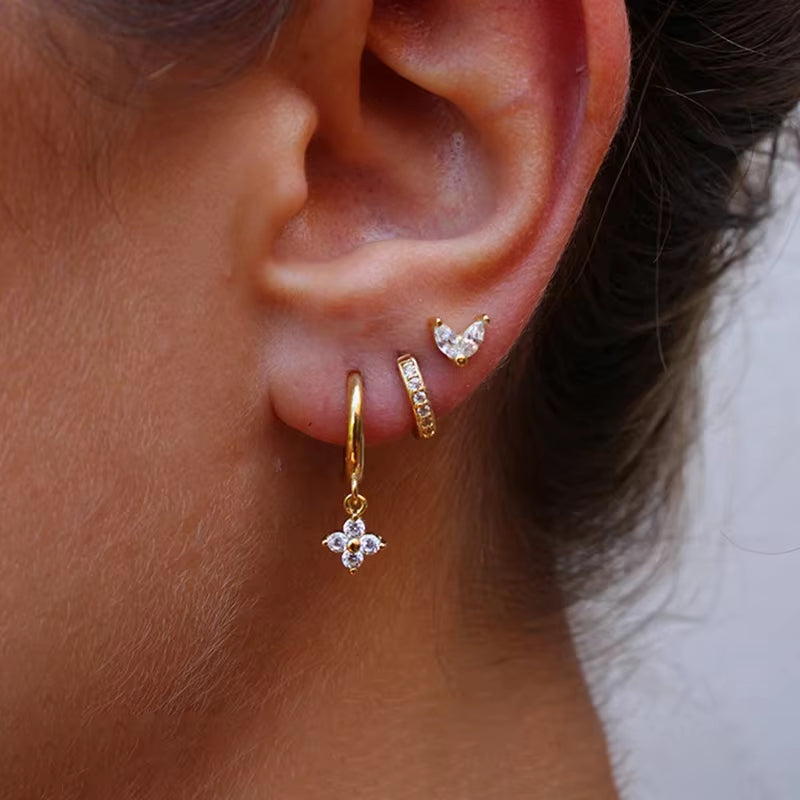 18K Gold Multicolor Earring Set
