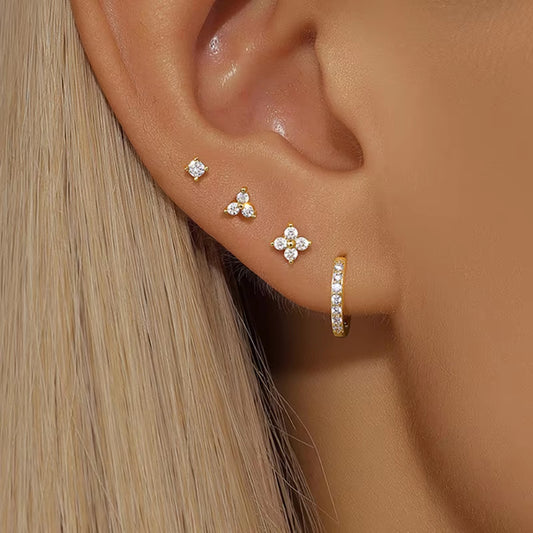 Flower 4 Piece Earring Set