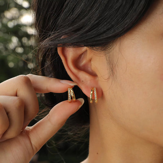 Double Hoop Huggie Earrings Set