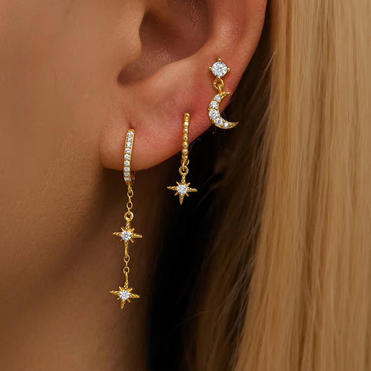 Moon Crest 3 Piece Earrings Set
