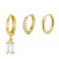 3 Piece Gold Silver Hoop Earrings Set
