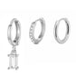 3 Piece Gold Silver Hoop Earrings Set