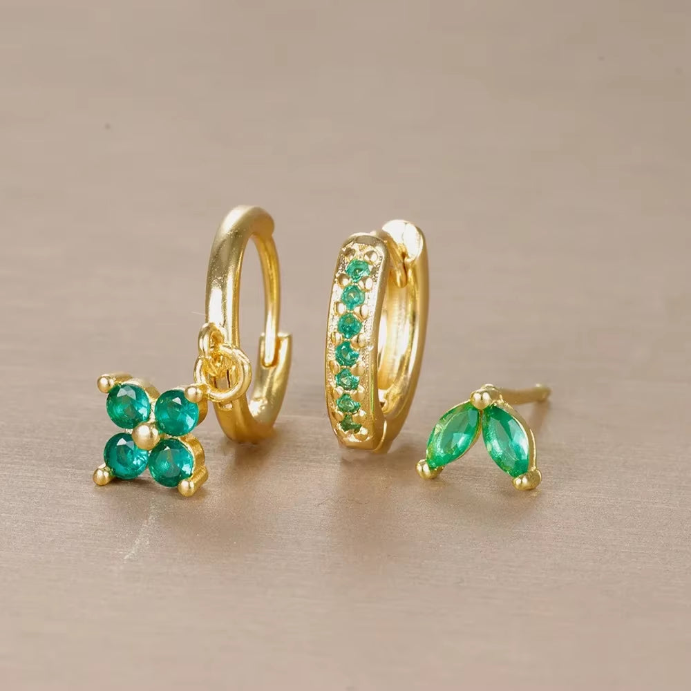 18K Gold Multicolor Earring Set