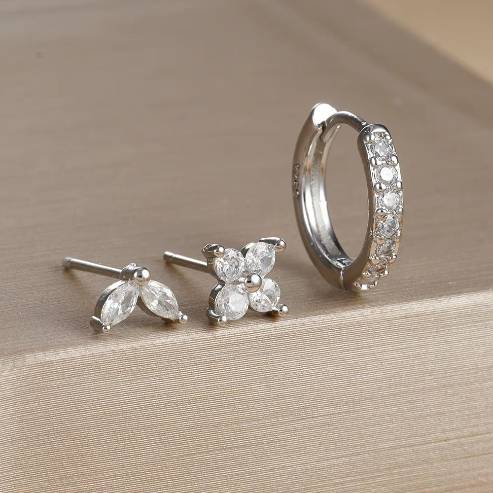 3 Piece Hoop Stud Earring Set